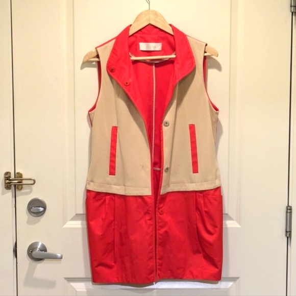 EUC Izzat Baba M Coral and Tan Snap Button Vest - SEE SIZE NOTES - Picture 6 of 9